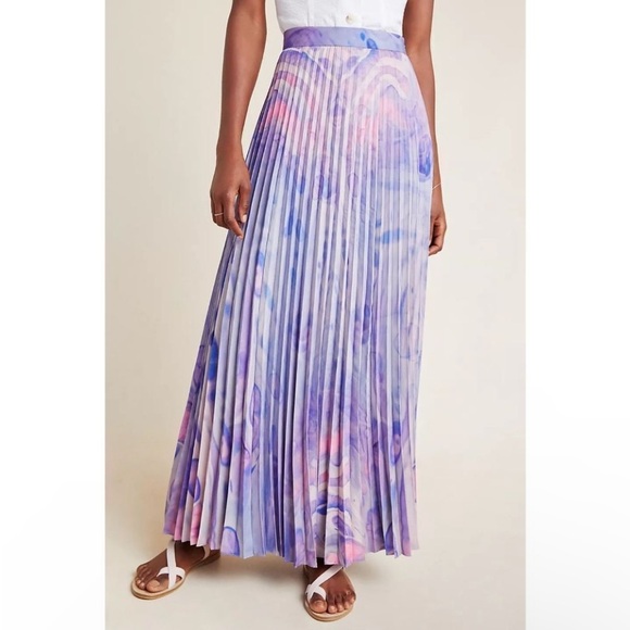 Siddhartha Bansal Anthropologie Marble Dyed Pleated Skirt Psychedelic Festival 2 - Picture 1 of 13